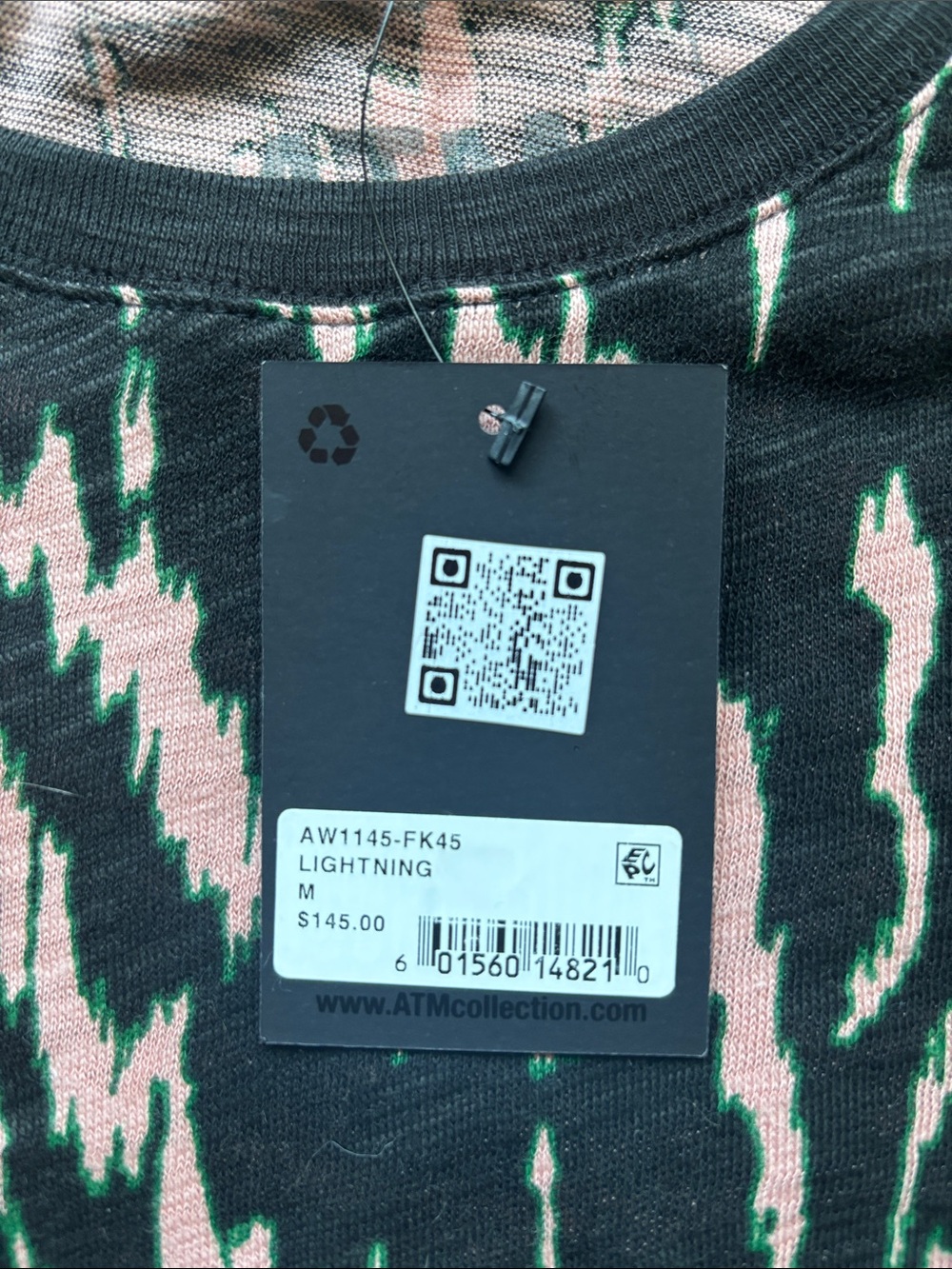 Anthony Thomas Melillo (ATM) Black and Pink Abstract Short Sleeve Tee - Picture 3 of 3